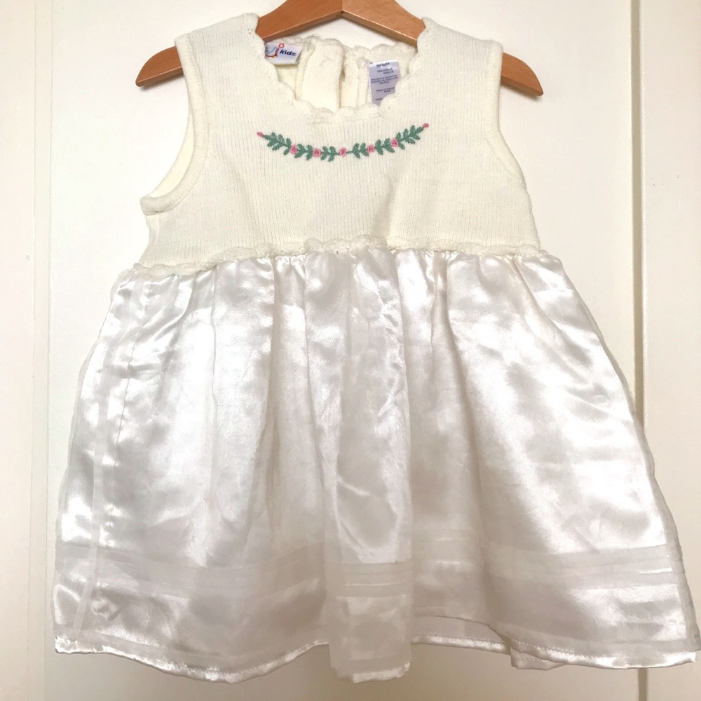 B.T. Kids White Dress with Woven Upper